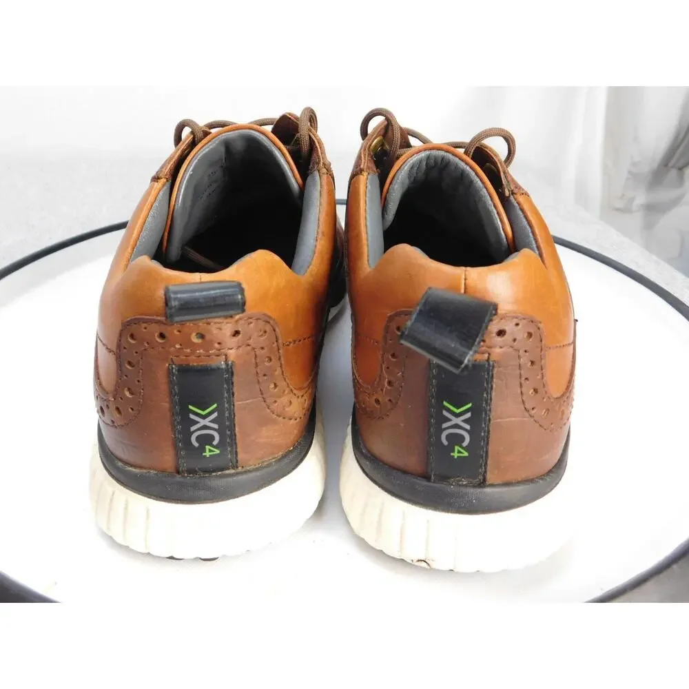 Johnston & Murphy Spikeless Golf Shoes Mens 8 Brown Leather Saddle XC4 25-3572